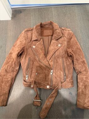 Blank NYC Chestnut Brown Suede Moto Jacket
